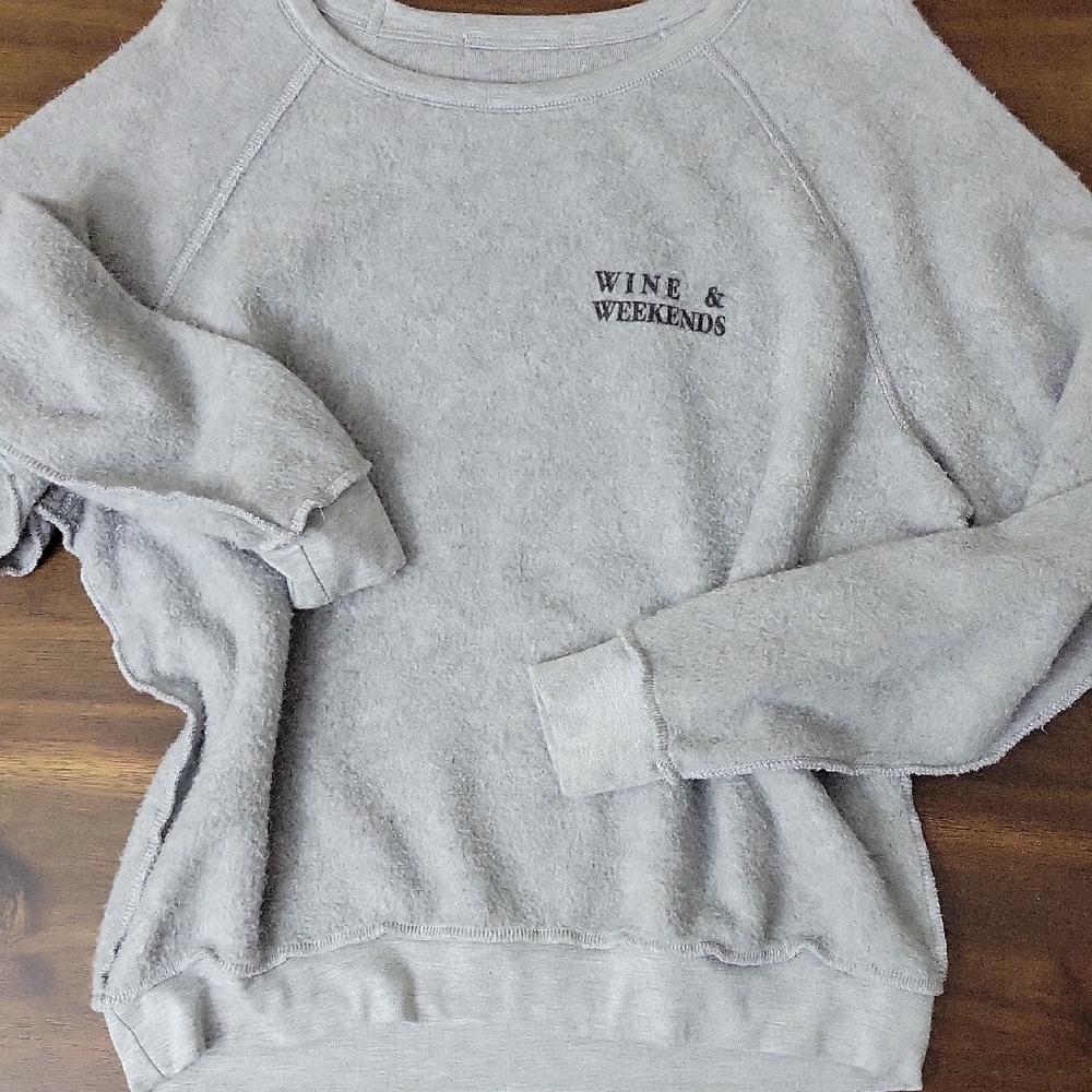 Project Social T Heather Gray Reversible Crew Neck Sweater